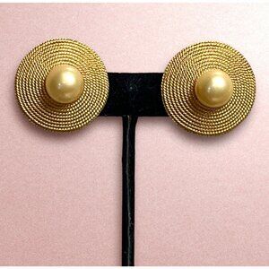RARE SIGNED PENNINO Vintage Clip Earrings Faux Pearls High End RUNWAY 80s GIFT!